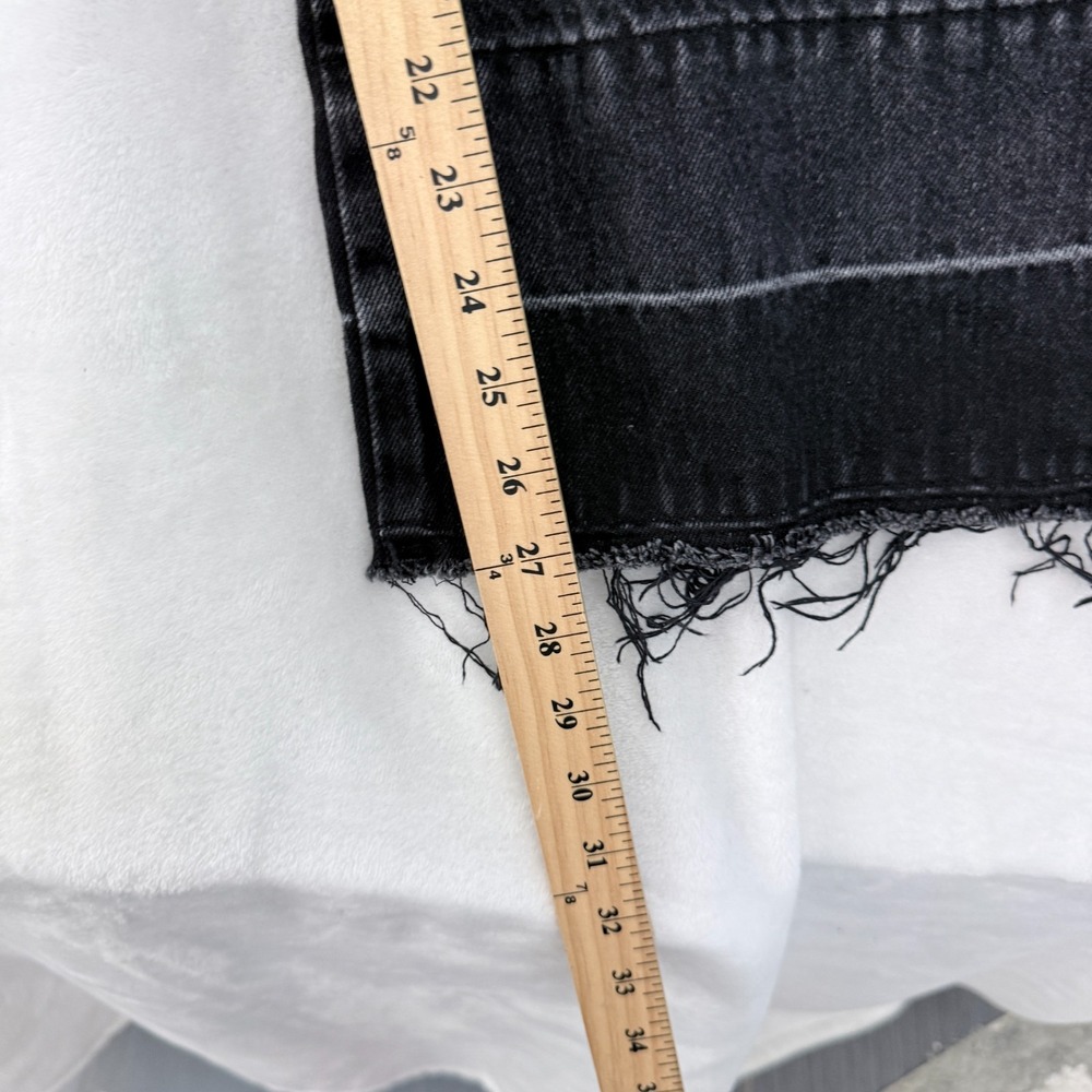 Moussy Vintage Jeans Womens 27x27 Black Relaxed Baggy Wide Leg Fray Cowhide - Picture 6 of 10
